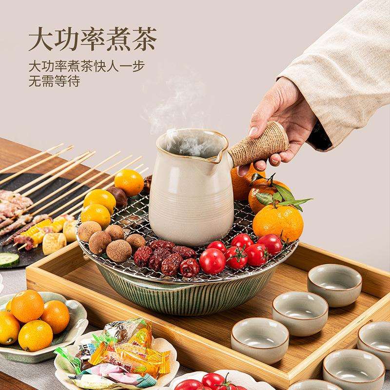 围炉煮茶系列新中式罐罐茶茶壶汝窑侧把壶可家用电陶炉室内配件