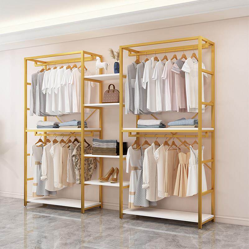 服装店展示架落地式衣架商场男女童装货架组合双层卧室置物架衣柜