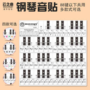 钢琴贴纸黑键白键音阶贴纸通用T-30Z字母黑色英文字组886149键