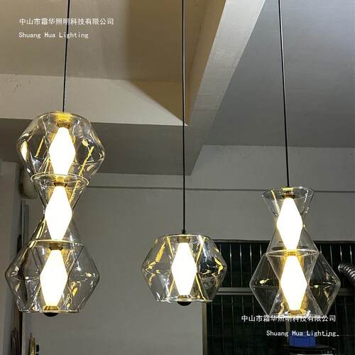 北欧餐厅吊灯极简现代简约新款玻璃餐桌设计师样板间吧台床头吊灯