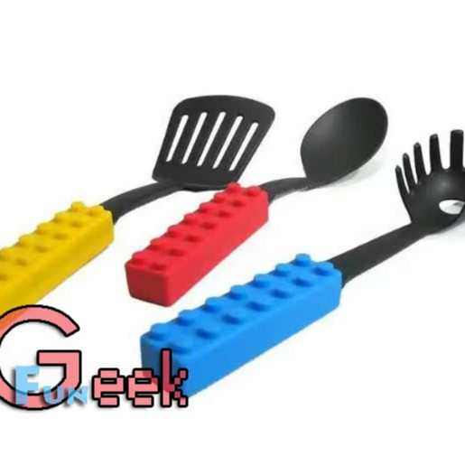 Cooking Blocks 积木厨具烹饪餐具套装硅胶锅铲面勺汤勺 笊篱