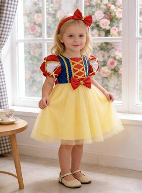 010 kids girl color block mesh splice puff sleeve cloak