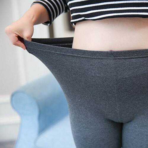 Fat Women cotton Elastic Tights Leggings 棉高弹素色内搭裤