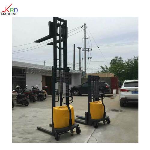 液压电动堆高车 高架仓库用手推式升高车 C型门架半自动化叉车
