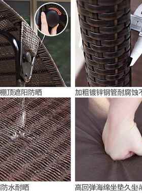 户外秋千仿藤摇椅双BZC人三人庭院位人成椅别墅花吊园铁艺休闲摇