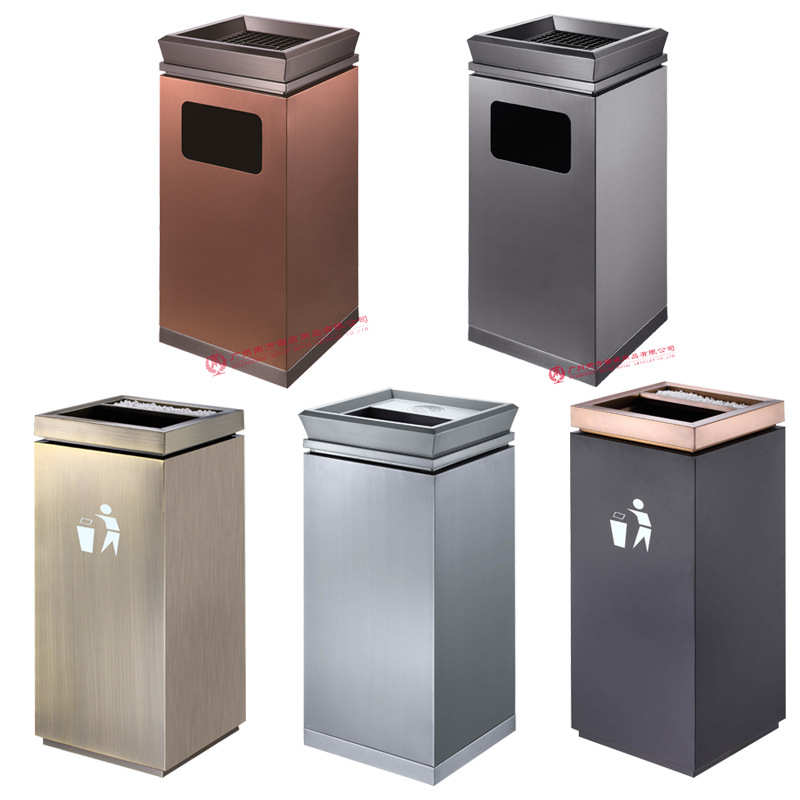 大堂垃圾筒铸铝灭烟板头座地烟灰桶翻盖废纸桶带烟灰缸电梯口走廊