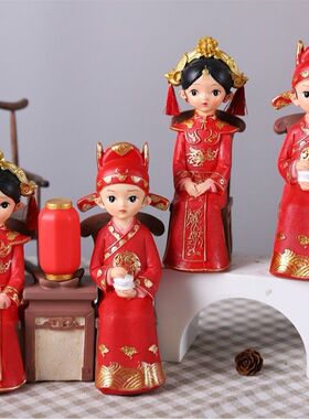 古风新中式婚庆好合结婚伴手礼树脂工艺品摆件新娘新娘一生相伴