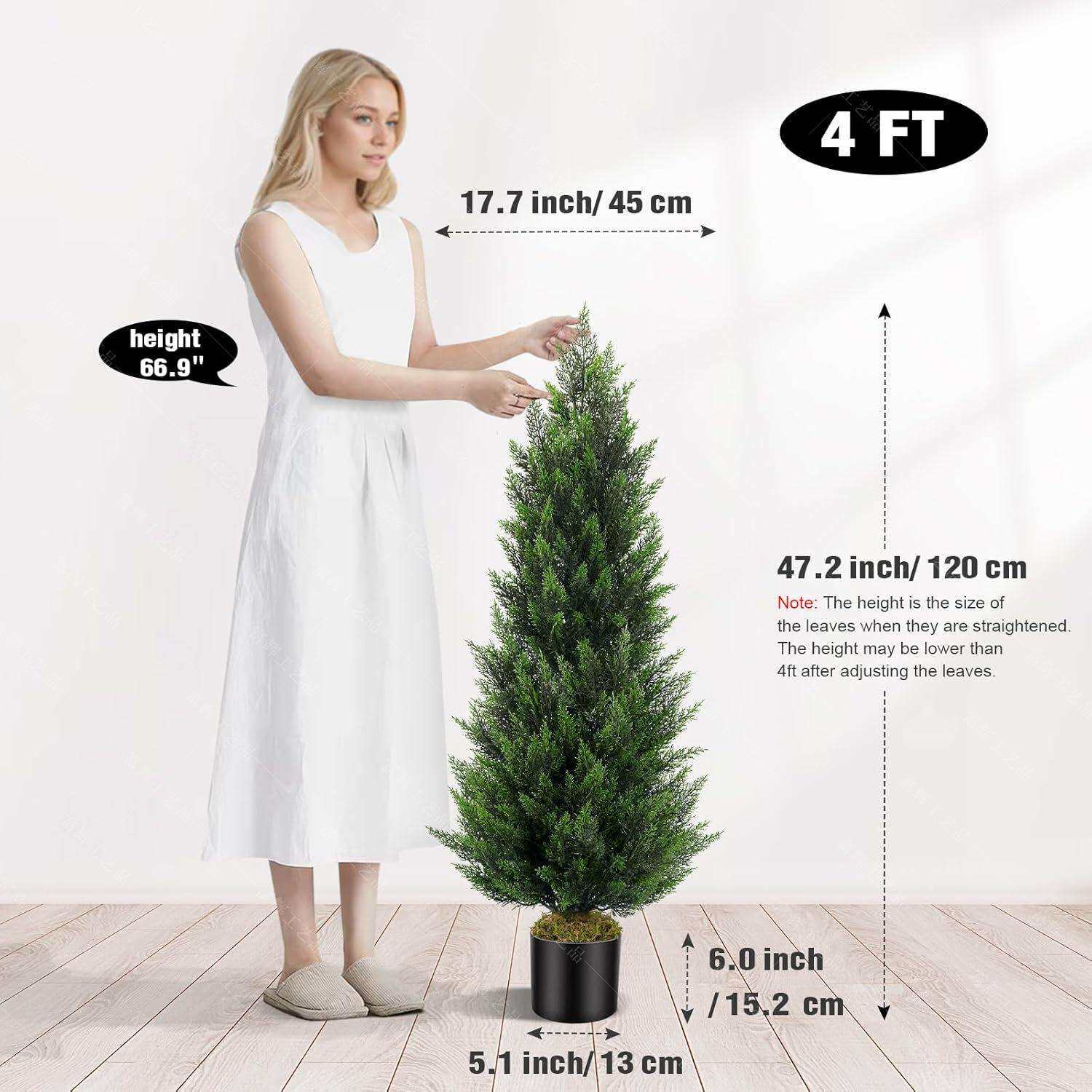 跨境热销仿真柏树盆栽家居装饰假植物松灌木雪松树户外仿真圣诞树