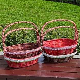 款 柳编大号水果篮藤编篮网手提篮送礼F99M9SMH新篮采鸡蛋红篮摘篮