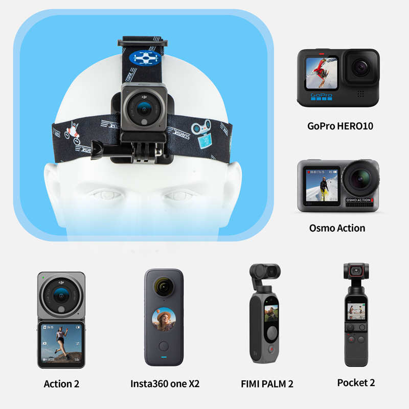适用Gopro Action 2 3头带绑带支架Insta360头戴骑行第一人称拍摄