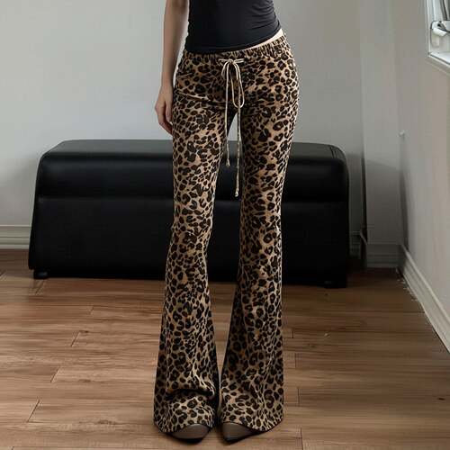 Sexy Retro Distressed Leopard Print Elastic Tie Casual