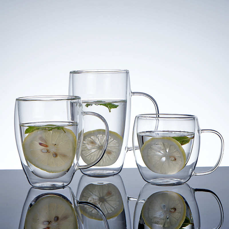160/250/330/350/450ml Clear Glass Water Cup Coffee Mug Doub