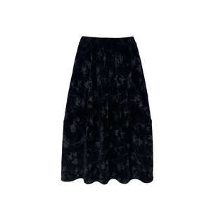 江左 加绒蝴蝶裙 中古调性高腰显瘦半身裙女冬季油画感花苞裙1292