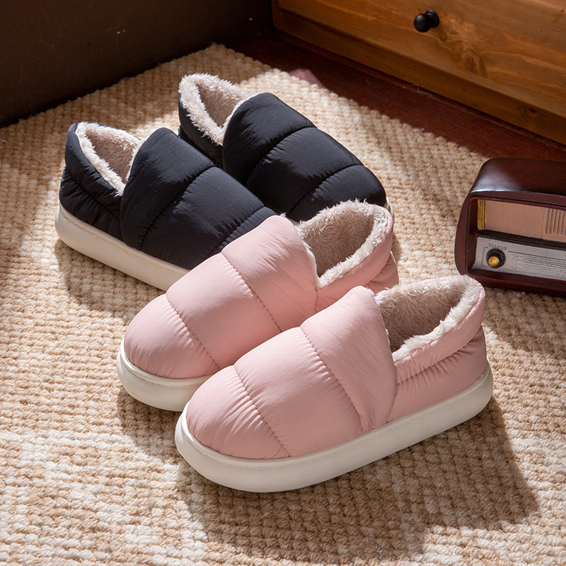 2025秋冬季新款防水包跟棉拖鞋女室内防滑保暖外穿加绒厚底棉鞋男