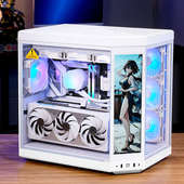 hyte机箱电脑lcd屏鱼缸海景房侧触版 y70ti钢化玻璃屏全景透副