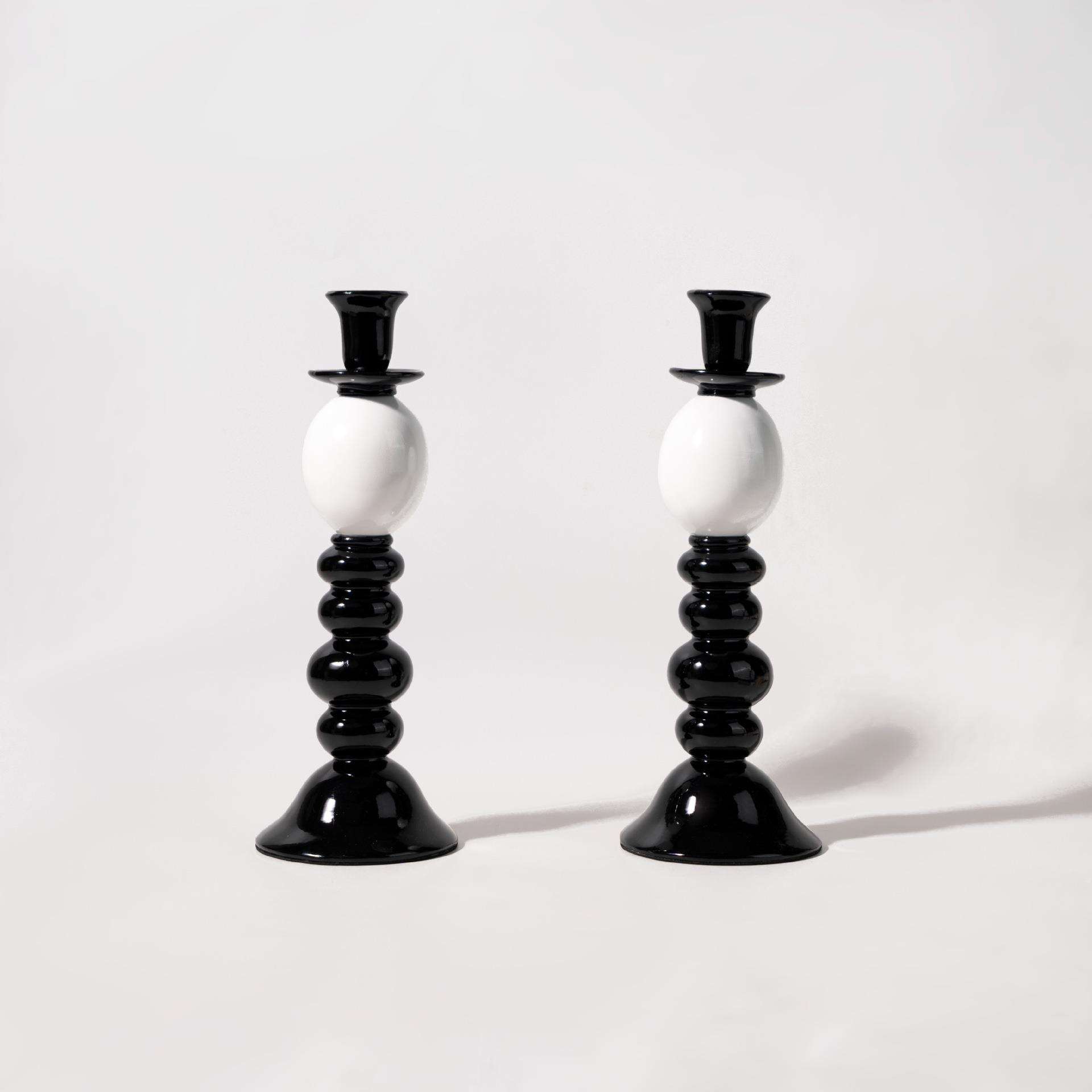 简约现代创意抽象黑白几何烛台摆件样板间客厅玄关家居艺术装饰品