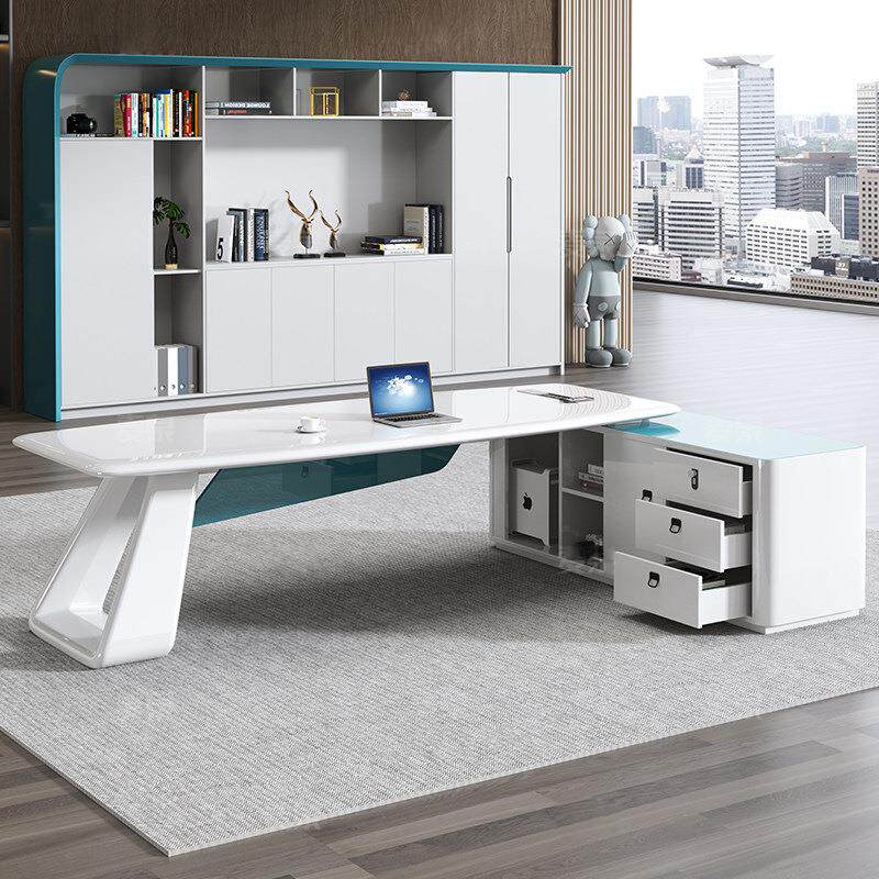 老板桌简约现代轻奢烤漆总裁桌时尚组合办公桌大班台女经理主管桌