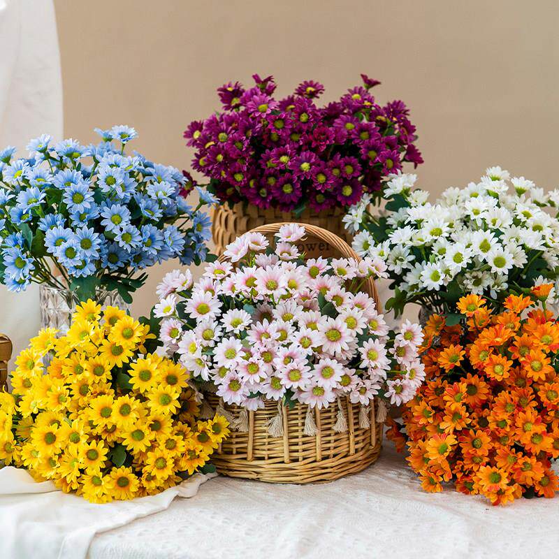 小雏菊彷真花洋甘菊花束拍摄道具野餐装饰绢花餐桌假花摆设插花