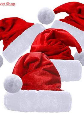 High Quality Christmas Xmas Soft Hat Santa Claus Red Short P