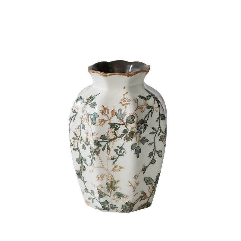 复古冰裂陶瓷花瓶摆件胡桃木餐桌客厅水养插花器干花装饰品田园风,鲜花速递/花卉仿真/绿植园艺,花盆,淘宝优惠券,粉丝福利购,淘宝优惠卷