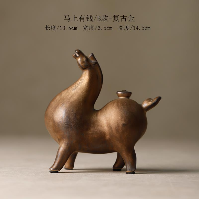正品陶小唐马摆件小号招玄财客厅关酒柜桌面办公装桌饰品生肖瓷马