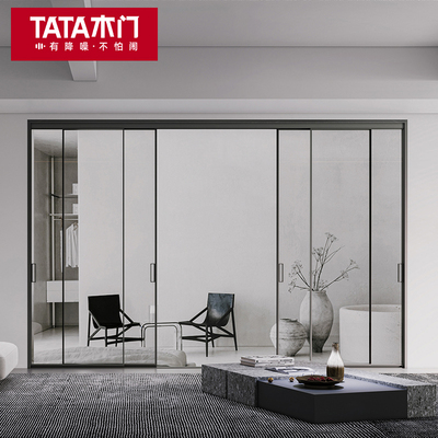 TATA木门厨房推拉门铝合金门折叠隐形门玻璃门推拉隔断门LB102T