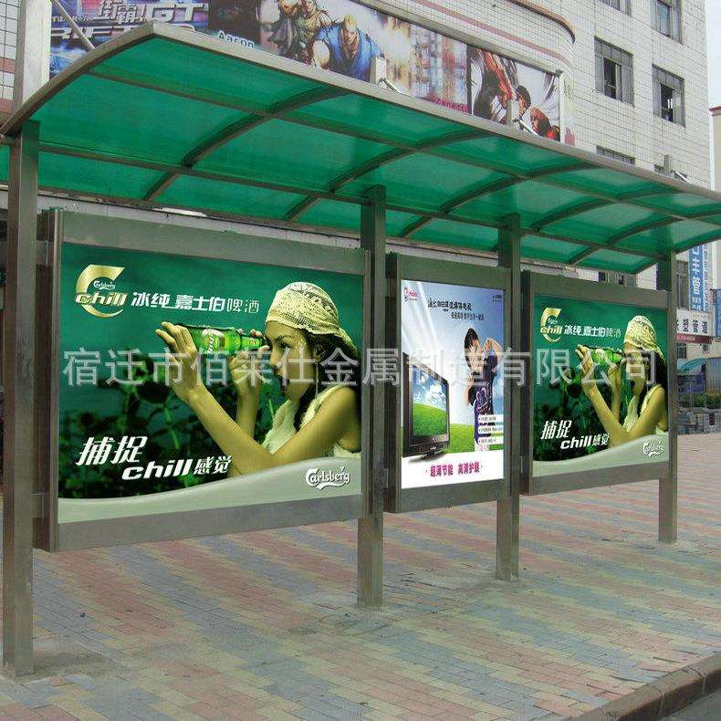 不锈钢简约公交站台候车亭加工城市公交候车亭厂家