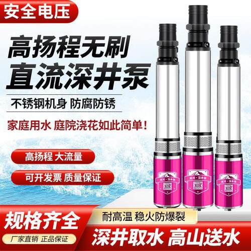 深井泵直流泵潜水泵电瓶48V60V电动车家用12V高扬程农用72V抽水机