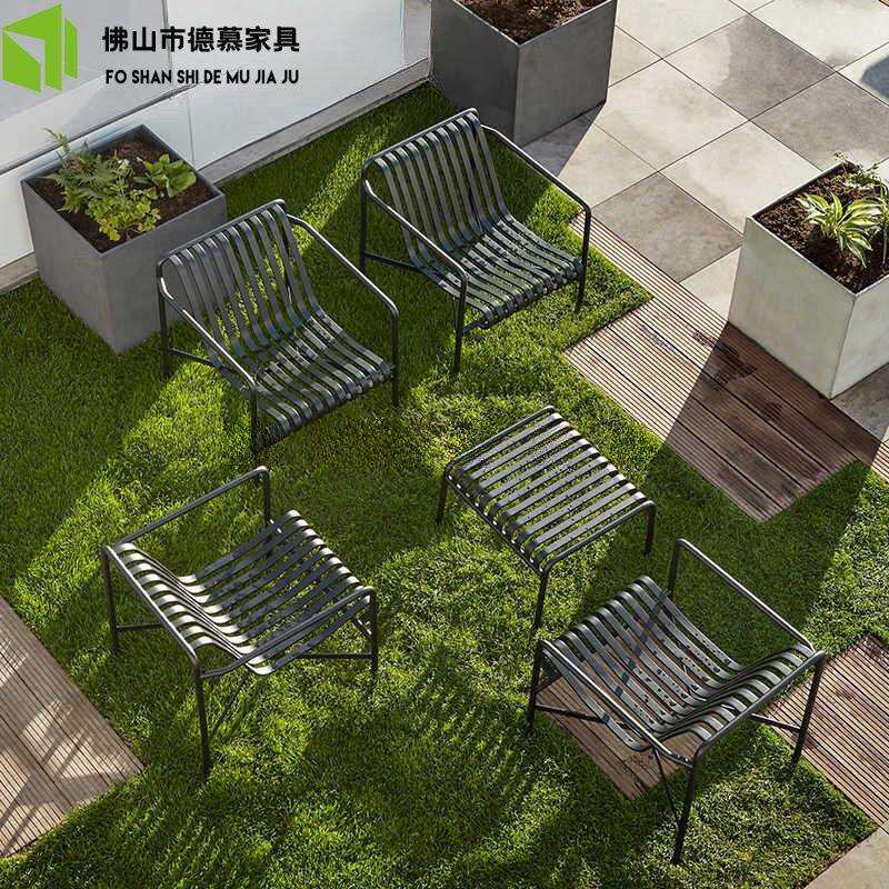 户外简约现代休闲椅组合庭院露天铁艺阳台桌椅咖啡厅餐厅沙发