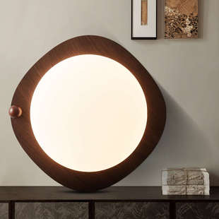 中古卧室灯日式 主卧护眼书房灯 侘寂风复古胡桃色木纹吸顶灯新中式