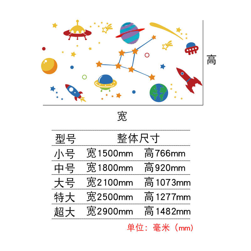 宇宙星空墙贴自粘3d立体儿童房创意装饰卡通贴纸卧室幼儿园墙面画图片