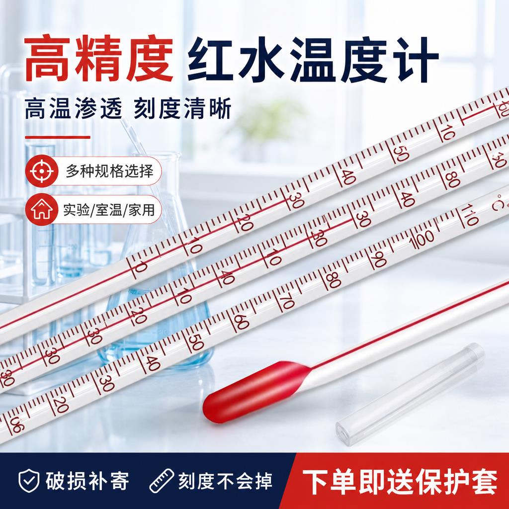 温度计工业红水银实验室家用精准玻璃酒精养殖大棚专用水温测量计