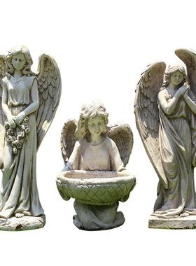 D！欧式天使摆件罗马柱花盆雕塑庭院别墅阳台花园婚庆装饰园林工