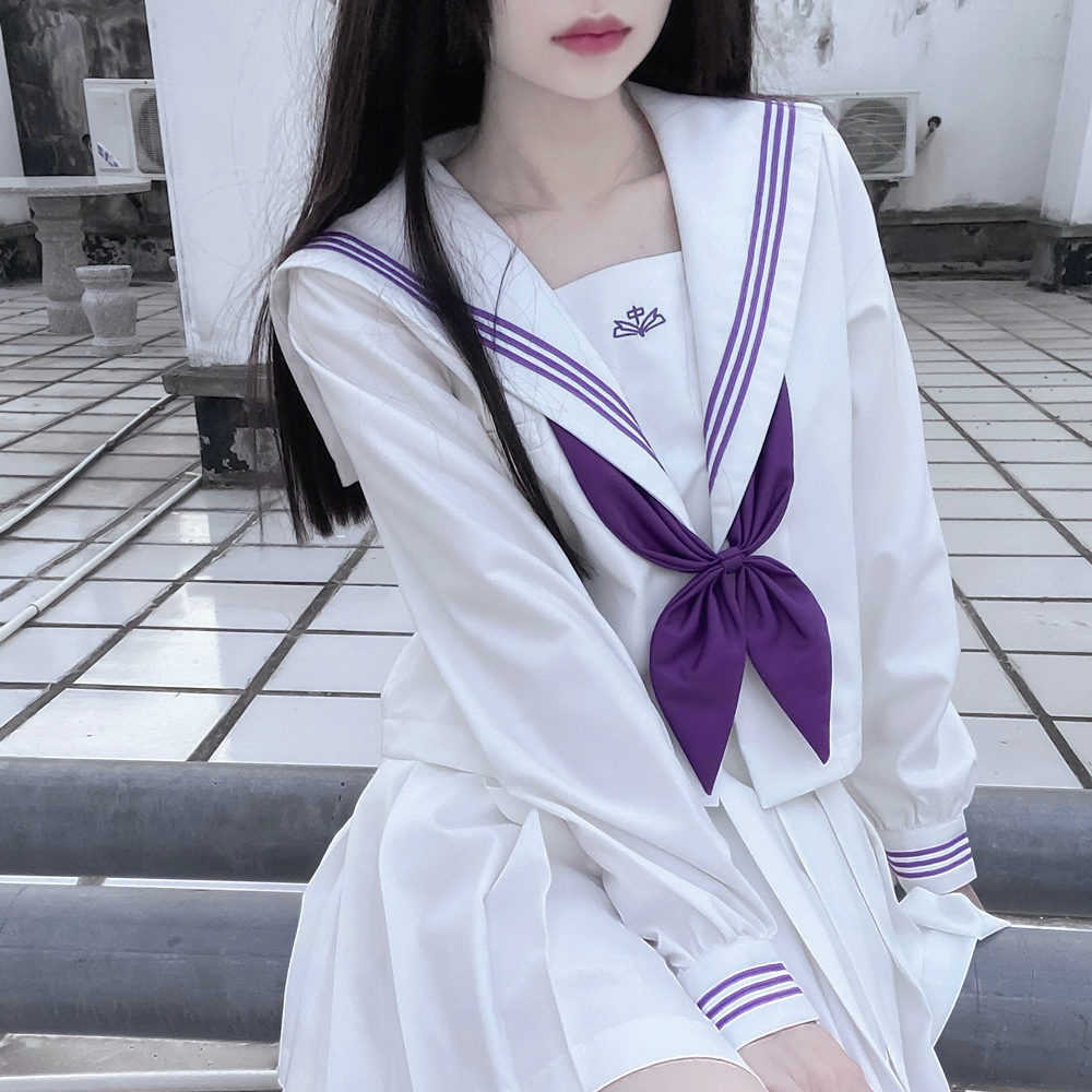 【姬羽中】城南诗中意JK制服裙长袖套装日系不良刺绣水手服关西襟