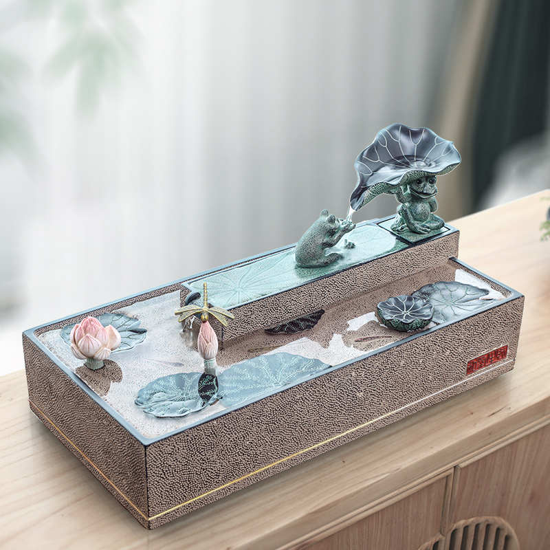 新中式流水喷泉桌面摆件创意客厅玄关办公室开业送礼循环水景摆设