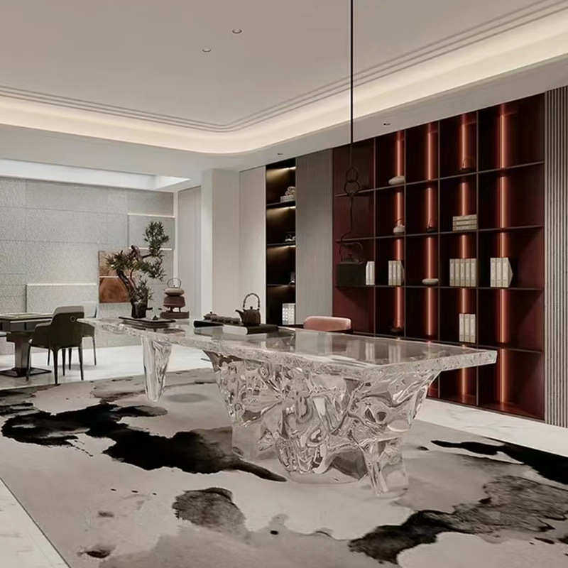 透明树脂茶桌设计师款茶几轻奢现代茶室桌椅组合客厅水晶实木茶台,住宅家具,家用茶台/茶桌,淘宝优惠券,粉丝福利购,淘宝优惠卷