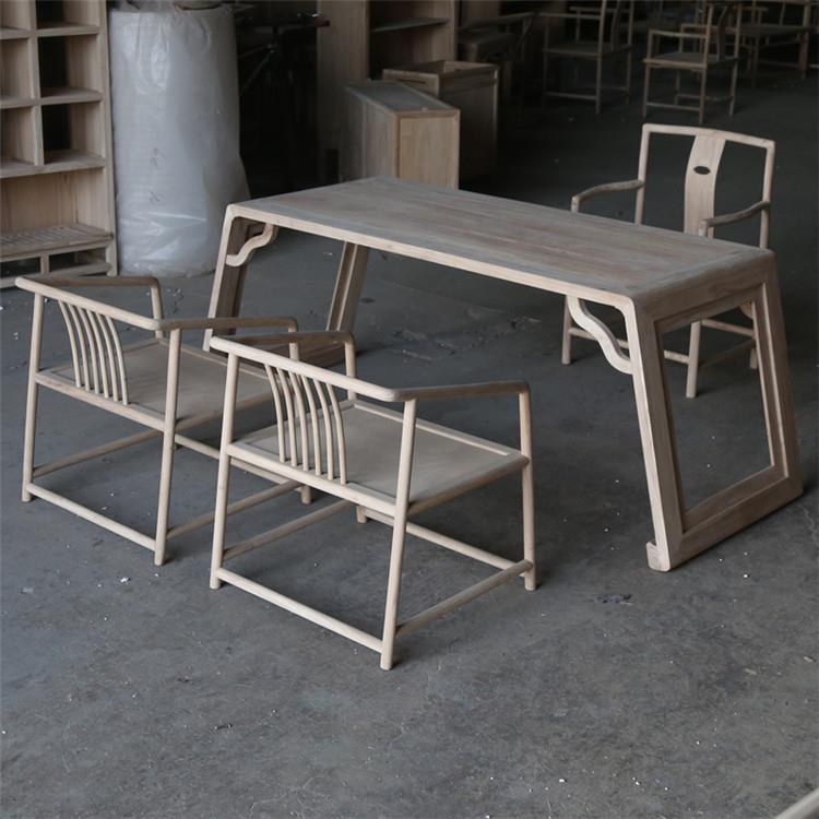 新写无品牌/中式法实木画案茶桌琴桌字书桌北方榆木白胚茬白明式