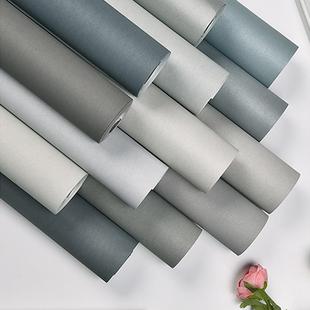 北欧水泥灰墙纸卧室客厅简约工业风素色高级灰纯色家用无纺布壁纸