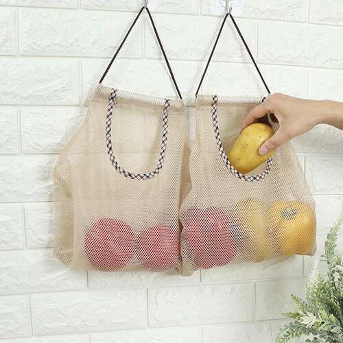 Cosmetic bathroom hollow hanging bag, mesh pouch storage bag