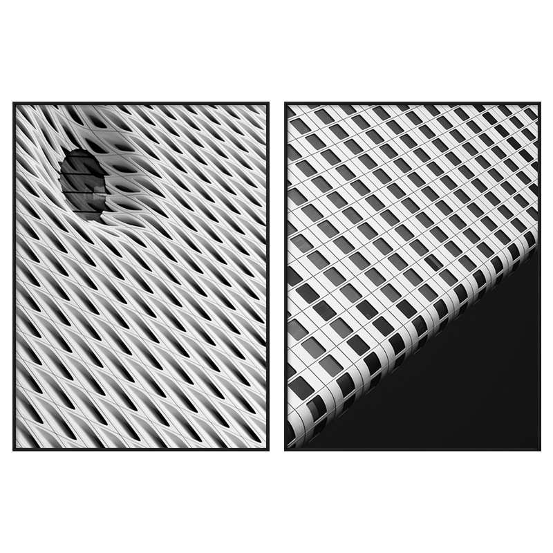 现代简约轻奢北欧时尚黑白抽象几何建筑玄关装饰画客厅沙发餐厅画图片