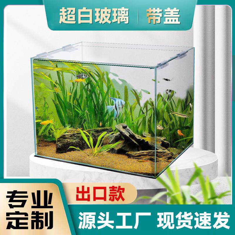 出口长方形带盖桌面造景玻璃鱼缸超白水族箱乌龟爬虫阳台窗边金鱼