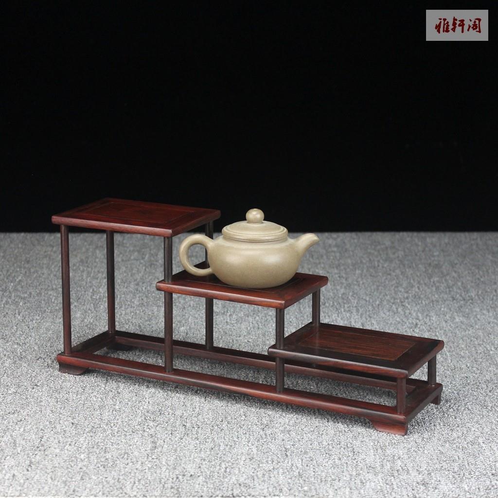 红酸枝微凹黄檀连台展示架工艺品盆景摆件紫砂壶底座红木小博古架