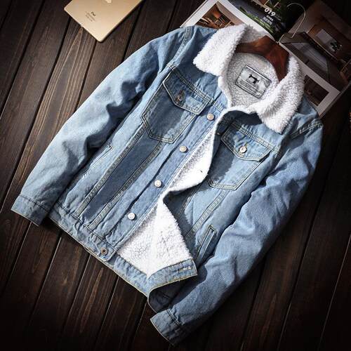 Men's winter light colored denim jacket, plus size jacket,