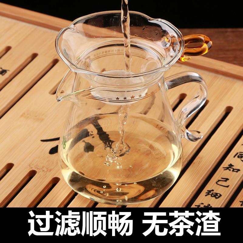 台湾76玻璃茶漏超细纱布茶滤网家用耐高温玻璃公道杯套装茶滤器