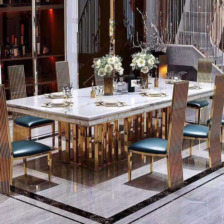 北欧餐桌椅组合现代简约小户型长方形饭桌家用餐厅轻奢大理石餐桌