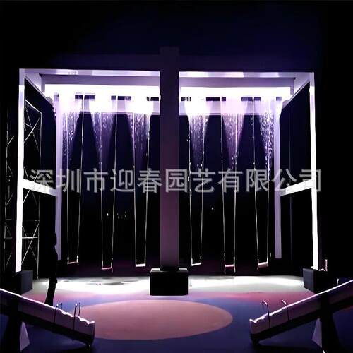 网红水幕秋千户外大型互动瀑布水帘秋千景区雨幕水帘美陈道具