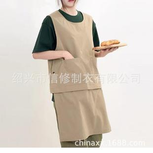定制可拆卸防泼定水罩衣两g穿围装 loo餐饮厨房男女轻工 裙无品牌