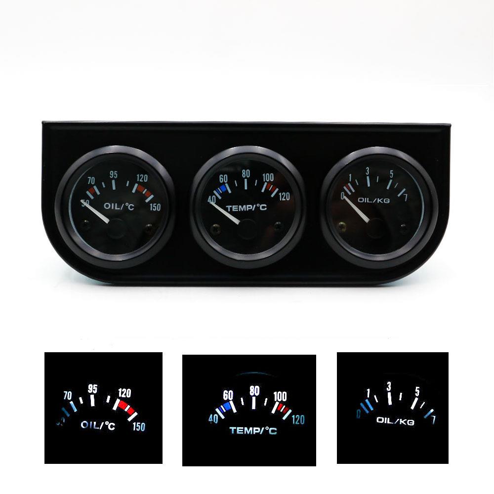 汽车改装52mm通用12V组合仪表 水温表 油温表 机油压力表三联表