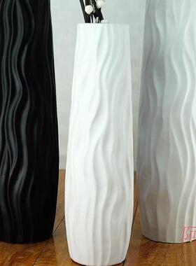 加世陶瓷落地高简约现代黑色白色北欧欧式干花法式插花客厅摆件大