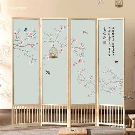 现代中式实木可折叠移动家用屏风隔断客厅卧室书房酒店宾馆办公室